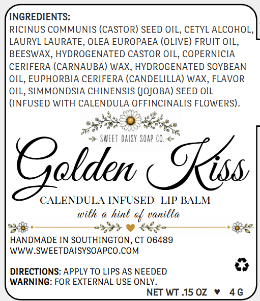 Golden Kiss ♥ Calendula Infused Lip Balm (with a hint of vanilla)